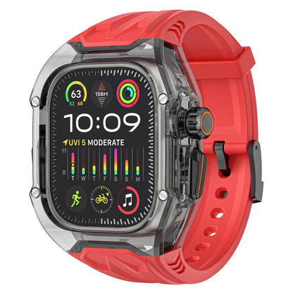 For Apple Watch Ultra 2 / 1 49mm Kalebol Glacier Integrated Transparent Silicone Strap(Red Transparent Black) - Watch Bands by Kalebol | Online Shopping UK | buy2fix