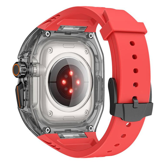 For Apple Watch Ultra 2 / 1 49mm Kalebol Glacier Integrated Transparent Silicone Strap(Red Transparent Black) - Watch Bands by Kalebol | Online Shopping UK | buy2fix