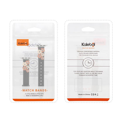 For Apple Watch 42mm / 41mm / 40mm / 38mm Kalebol Studded Flower Leather Strap(Milk Apricot) - Watch Bands by Kalebol | Online Shopping UK | buy2fix