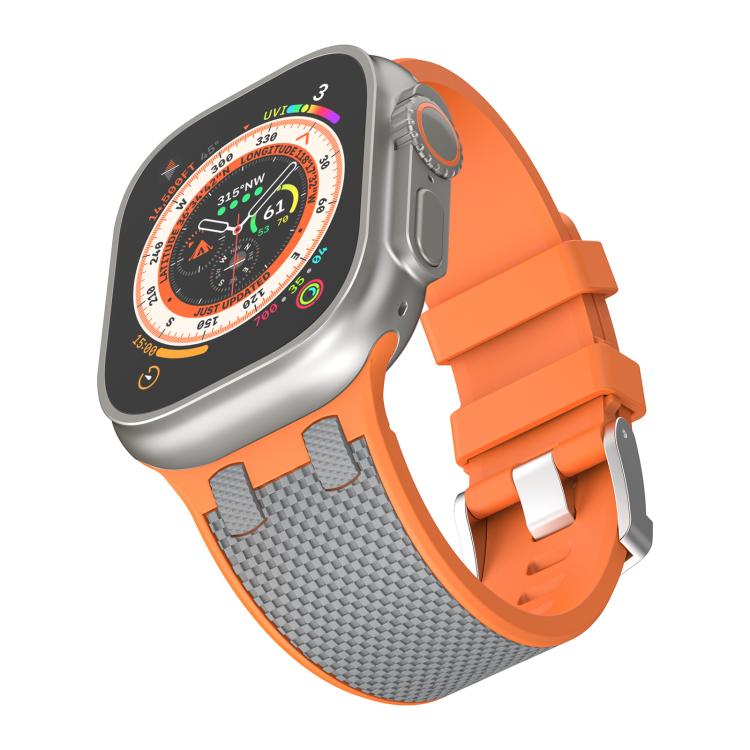 For Apple Watch 46mm / 49mm / 45mm / 44mm Kalebol Farmhouse Oak Silicone Strap(Orange + Grey) - Watch Bands by Kalebol | Online Shopping UK | buy2fix
