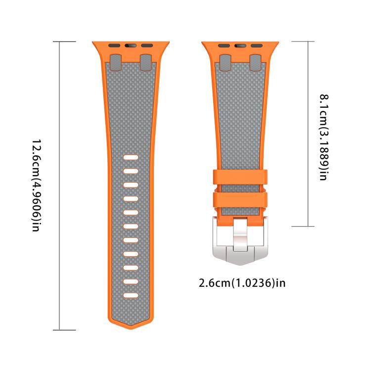 For Apple Watch 46mm / 49mm / 45mm / 44mm Kalebol Farmhouse Oak Silicone Strap(Orange + Grey) - Watch Bands by Kalebol | Online Shopping UK | buy2fix