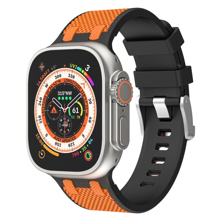 For Apple Watch 46mm / 49mm / 45mm / 44mm Kalebol Farmhouse Oak Silicone Strap(Black + Orange) - Watch Bands by Kalebol | Online Shopping UK | buy2fix