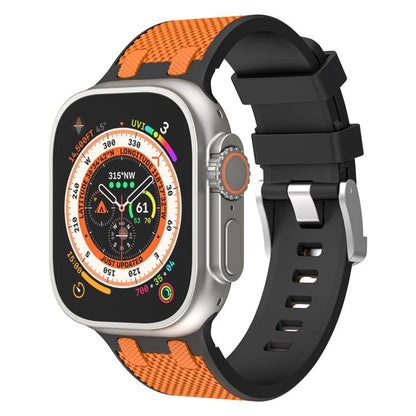 For Apple Watch 46mm / 49mm / 45mm / 44mm Kalebol Farmhouse Oak Silicone Strap(Black + Orange) - Watch Bands by Kalebol | Online Shopping UK | buy2fix