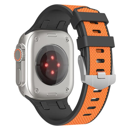 For Apple Watch 46mm / 49mm / 45mm / 44mm Kalebol Farmhouse Oak Silicone Strap(Black + Orange) - Watch Bands by Kalebol | Online Shopping UK | buy2fix