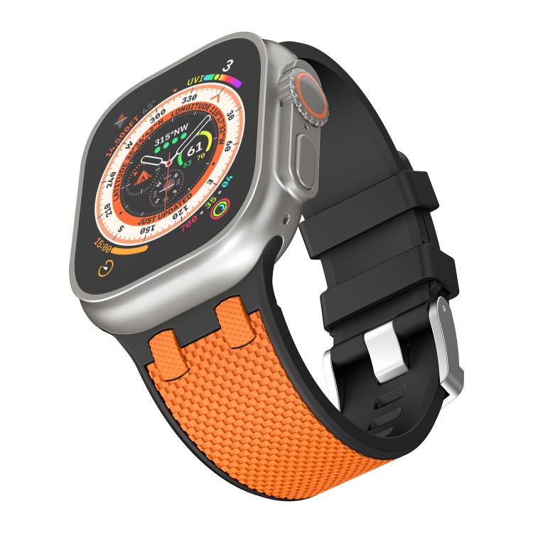 For Apple Watch 46mm / 49mm / 45mm / 44mm Kalebol Farmhouse Oak Silicone Strap(Black + Orange) - Watch Bands by Kalebol | Online Shopping UK | buy2fix