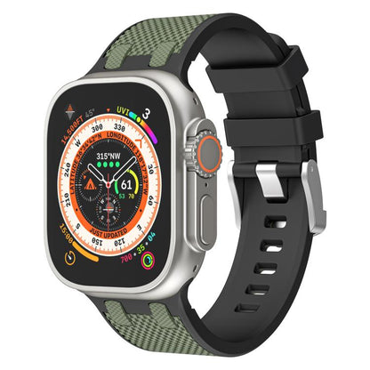 For Apple Watch 46mm / 49mm / 45mm / 44mm Kalebol Farmhouse Oak Silicone Strap(Black + Army Green) - Watch Bands by Kalebol | Online Shopping UK | buy2fix