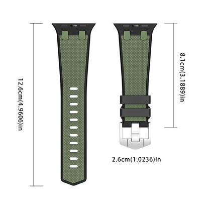 For Apple Watch 46mm / 49mm / 45mm / 44mm Kalebol Farmhouse Oak Silicone Strap(Black + Army Green) - Watch Bands by Kalebol | Online Shopping UK | buy2fix