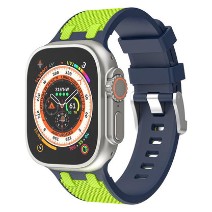 For Apple Watch 46mm / 49mm / 45mm / 44mm Kalebol Farmhouse Oak Silicone Strap(Blue + Lime Green) - Watch Bands by Kalebol | Online Shopping UK | buy2fix
