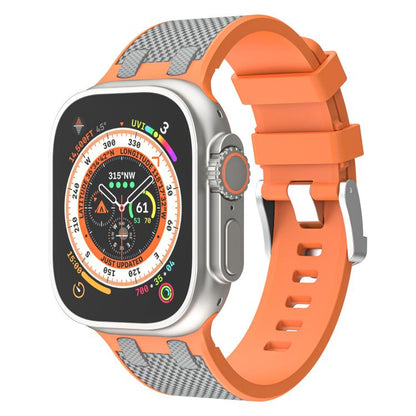 For Apple Watch 42mm / 41mm / 40mm / 38mm Kalebol Farmhouse Oak Silicone Strap(Orange + Grey) - Watch Bands by Kalebol | Online Shopping UK | buy2fix