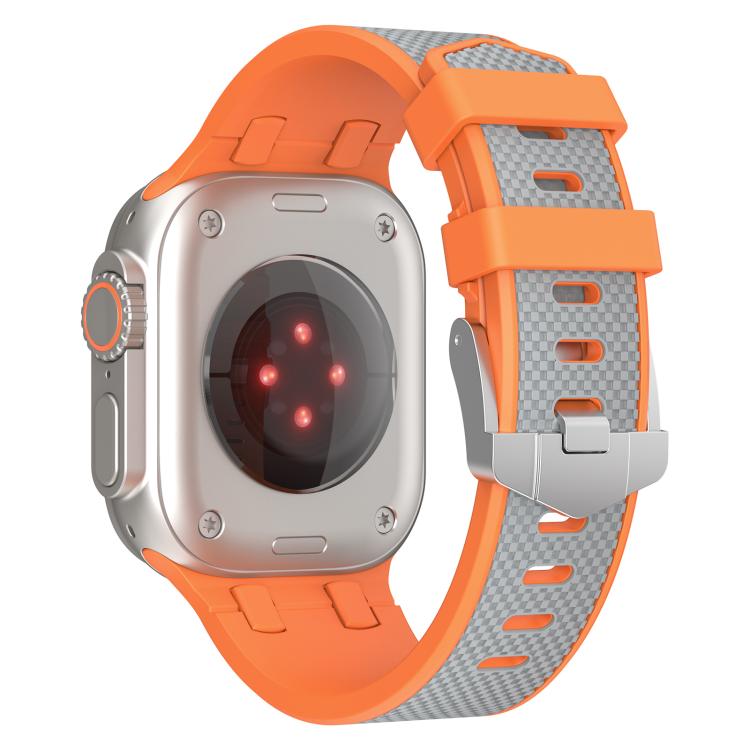 For Apple Watch 42mm / 41mm / 40mm / 38mm Kalebol Farmhouse Oak Silicone Strap(Orange + Grey) - Watch Bands by Kalebol | Online Shopping UK | buy2fix