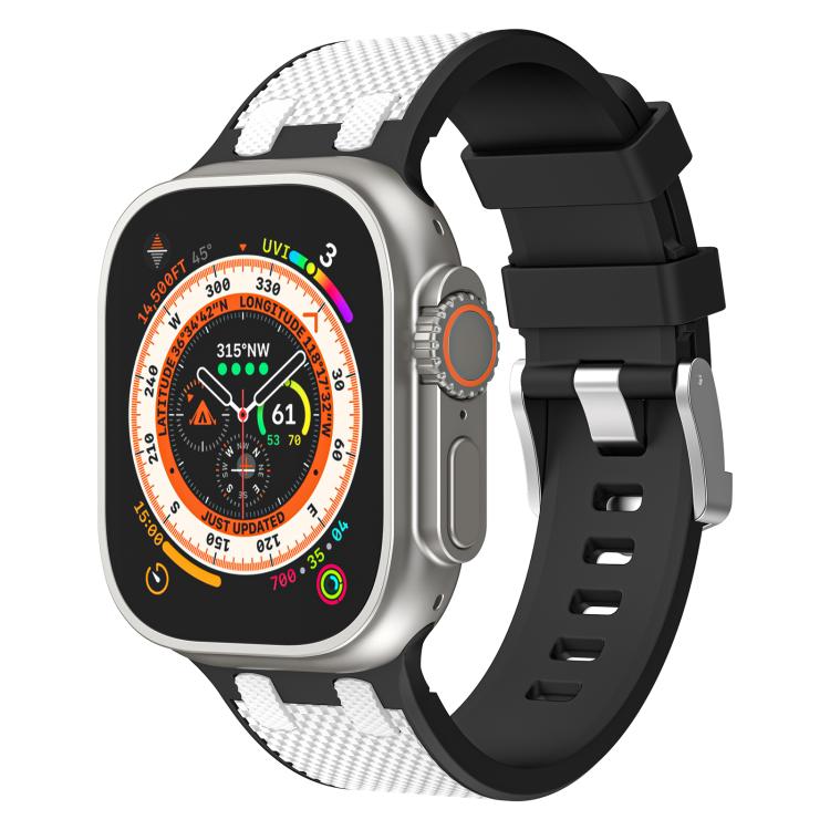 For Apple Watch 42mm / 41mm / 40mm / 38mm Kalebol Farmhouse Oak Silicone Strap(Black + White) - Watch Bands by Kalebol | Online Shopping UK | buy2fix