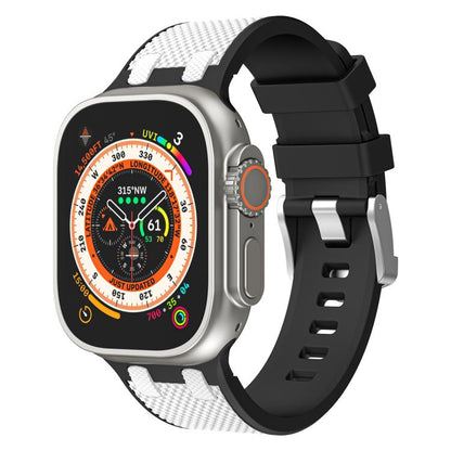 For Apple Watch 42mm / 41mm / 40mm / 38mm Kalebol Farmhouse Oak Silicone Strap(Black + White) - Watch Bands by Kalebol | Online Shopping UK | buy2fix