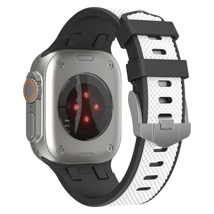 For Apple Watch 42mm / 41mm / 40mm / 38mm Kalebol Farmhouse Oak Silicone Strap(Black + White) - Watch Bands by Kalebol | Online Shopping UK | buy2fix