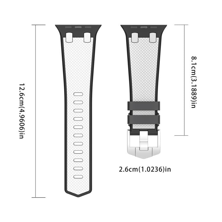 For Apple Watch 42mm / 41mm / 40mm / 38mm Kalebol Farmhouse Oak Silicone Strap(Black + White) - Watch Bands by Kalebol | Online Shopping UK | buy2fix