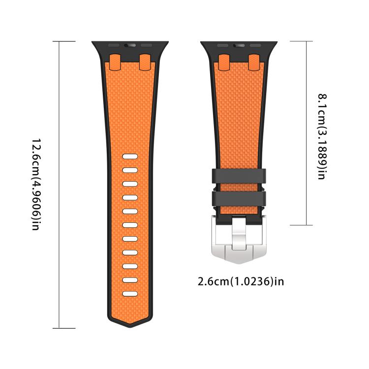 For Apple Watch 42mm / 41mm / 40mm / 38mm Kalebol Farmhouse Oak Silicone Strap(Black + Orange) - Watch Bands by Kalebol | Online Shopping UK | buy2fix