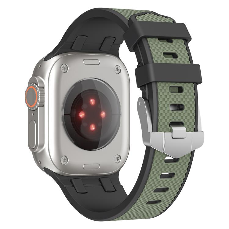 For Apple Watch 42mm / 41mm / 40mm / 38mm Kalebol Farmhouse Oak Silicone Strap(Black + Army Green) - Watch Bands by Kalebol | Online Shopping UK | buy2fix