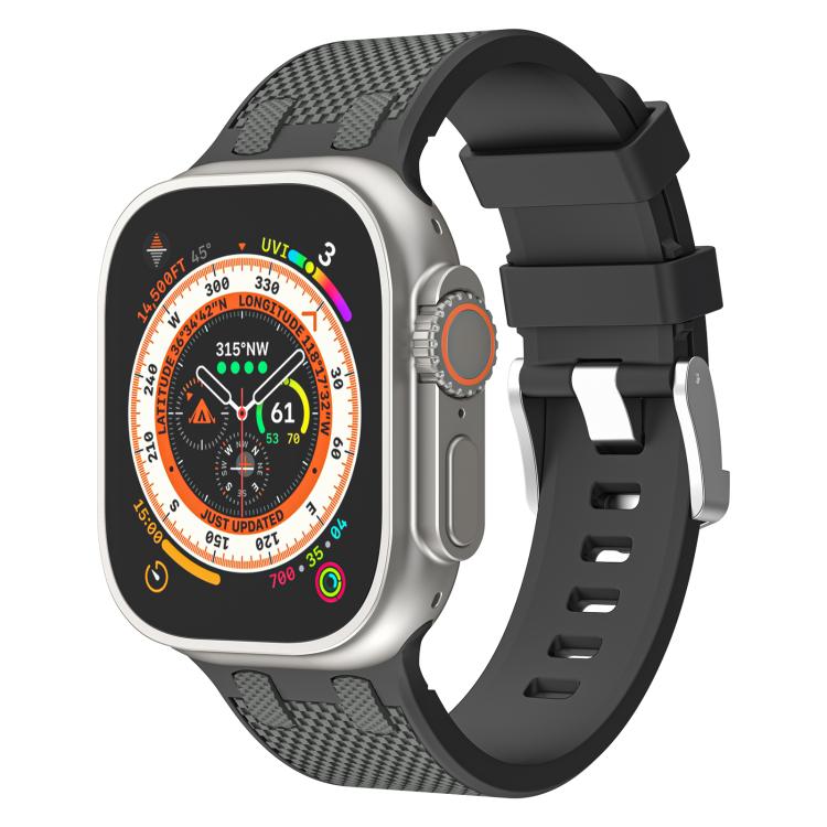 For Apple Watch 42mm / 41mm / 40mm / 38mm Kalebol Farmhouse Oak Silicone Strap(Black + Coal Grey) - Watch Bands by Kalebol | Online Shopping UK | buy2fix