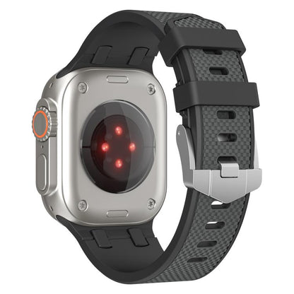 For Apple Watch 42mm / 41mm / 40mm / 38mm Kalebol Farmhouse Oak Silicone Strap(Black + Coal Grey) - Watch Bands by Kalebol | Online Shopping UK | buy2fix