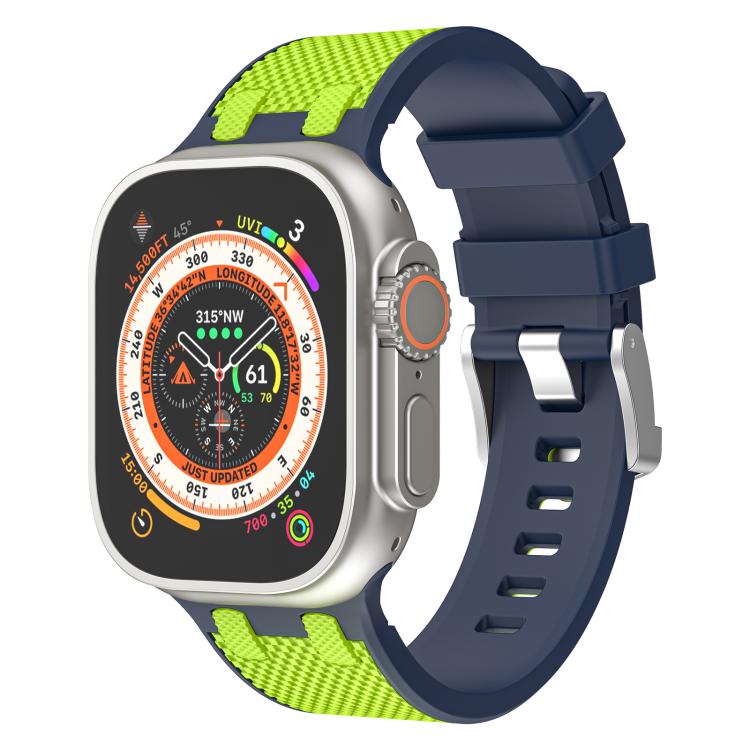 For Apple Watch 42mm / 41mm / 40mm / 38mm Kalebol Farmhouse Oak Silicone Strap(Blue + Lime Green) - Watch Bands by Kalebol | Online Shopping UK | buy2fix