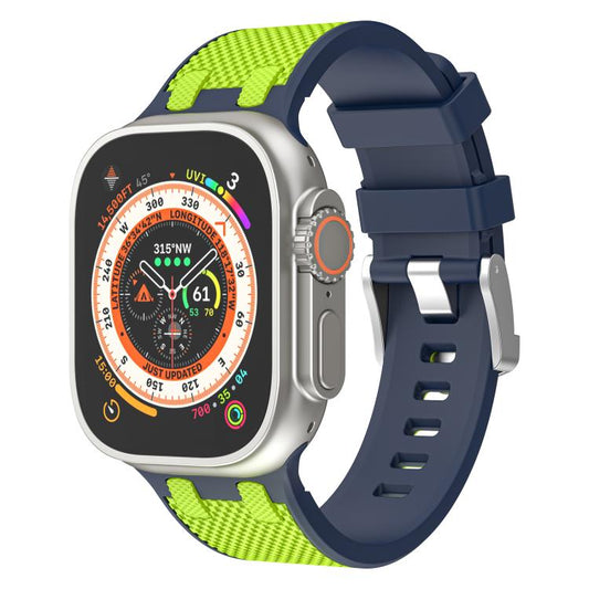 For Apple Watch 42mm / 41mm / 40mm / 38mm Kalebol Farmhouse Oak Silicone Strap(Blue + Lime Green) - Watch Bands by Kalebol | Online Shopping UK | buy2fix
