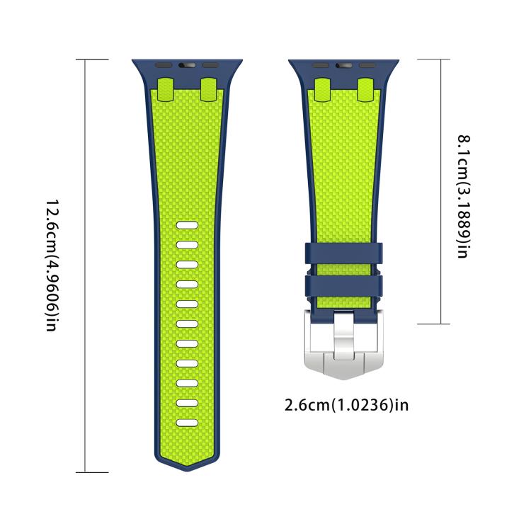 For Apple Watch 42mm / 41mm / 40mm / 38mm Kalebol Farmhouse Oak Silicone Strap(Blue + Lime Green) - Watch Bands by Kalebol | Online Shopping UK | buy2fix
