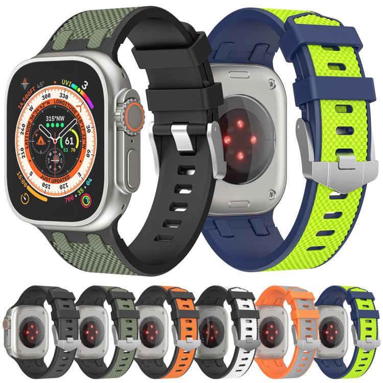 For Apple Watch 42mm / 41mm / 40mm / 38mm Kalebol Farmhouse Oak Silicone Strap(Orange + Grey) - Watch Bands by Kalebol | Online Shopping UK | buy2fix