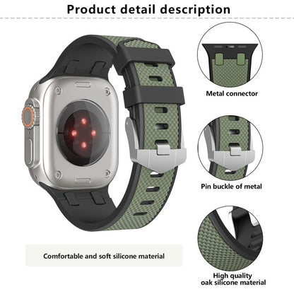 For Apple Watch 42mm / 41mm / 40mm / 38mm Kalebol Farmhouse Oak Silicone Strap(Black + White) - Watch Bands by Kalebol | Online Shopping UK | buy2fix