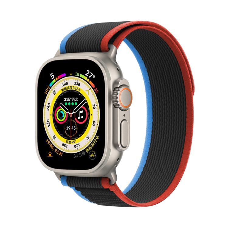 For Apple Watch 46mm / 49mm / 45mm / 44mm Kalebol Wild Track Loop Nylon Watch Band(Blue+Black) - Watch Bands by Kalebol | Online Shopping UK | buy2fix