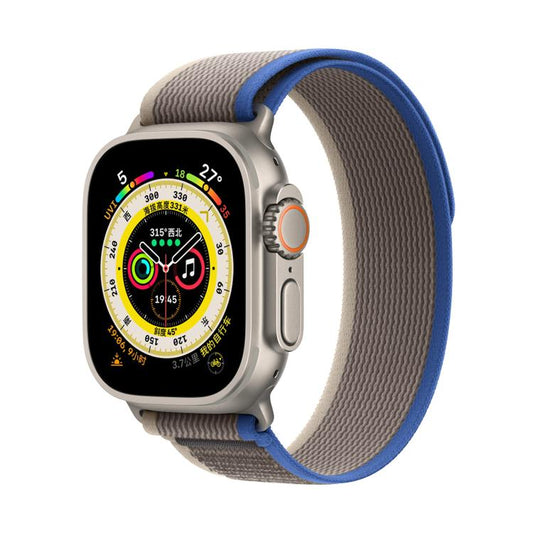 For Apple Watch 46mm / 49mm / 45mm / 44mm Kalebol Wild Track Loop Nylon Watch Band(Blue+Grey) - Watch Bands by Kalebol | Online Shopping UK | buy2fix