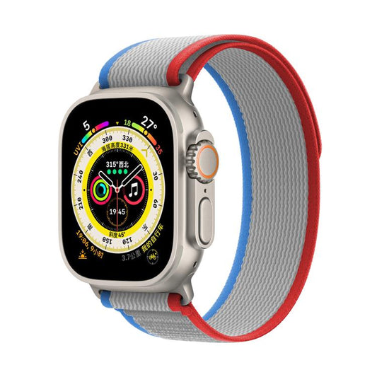 For Apple Watch 42mm / 41mm / 40mm / 38mm Kalebol Wild Track Loop Nylon Watch Band(Red+Grey) - Watch Bands by Kalebol | Online Shopping UK | buy2fix