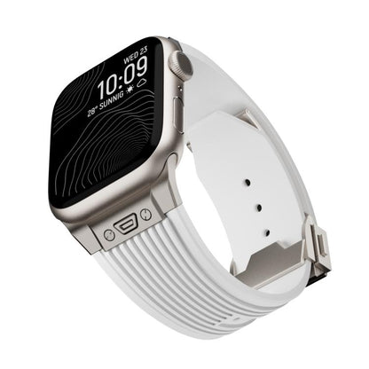 For Apple Watch 46mm / 49mm / 45mm / 44mm Kalebol High Elasticity L-shaped Nail Silicone Strap(White) - Watch Bands by Kalebol | Online Shopping UK | buy2fix