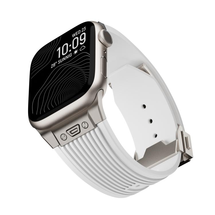 For Apple Watch 42mm / 41mm / 40mm / 38mm Kalebol High Elasticity L-shaped Nail Silicone Strap(White) - Watch Bands by Kalebol | Online Shopping UK | buy2fix