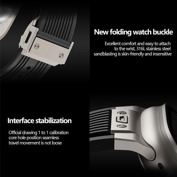 For Apple Watch 46mm / 49mm / 45mm / 44mm Kalebol High Elasticity L-shaped Nail Silicone Strap(Space Grey) - Watch Bands by Kalebol | Online Shopping UK | buy2fix