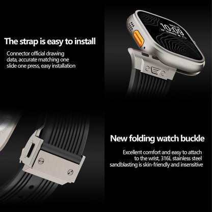 For Apple Watch 42mm / 41mm / 40mm / 38mm Kalebol High Elasticity L-shaped Nail Silicone Strap(Black) - Watch Bands by Kalebol | Online Shopping UK | buy2fix