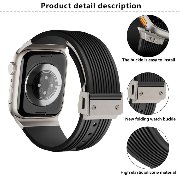 For Apple Watch 46mm / 49mm / 45mm / 44mm Kalebol High Elasticity L-shaped Nail Silicone Strap(White) - Watch Bands by Kalebol | Online Shopping UK | buy2fix