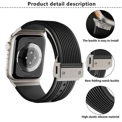 For Apple Watch 42mm / 41mm / 40mm / 38mm Kalebol High Elasticity L-shaped Nail Silicone Strap(Space Grey) - Watch Bands by Kalebol | Online Shopping UK | buy2fix