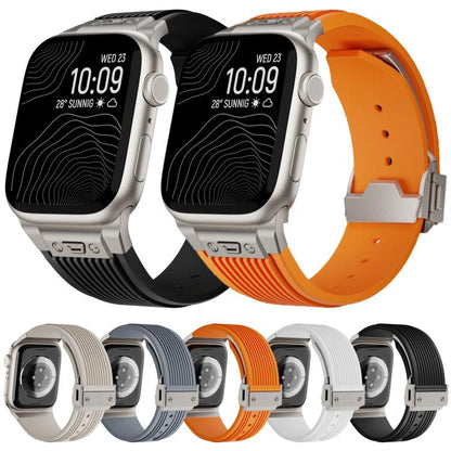 For Apple Watch 42mm / 41mm / 40mm / 38mm Kalebol High Elasticity L-shaped Nail Silicone Strap(Starlight) - Watch Bands by Kalebol | Online Shopping UK | buy2fix