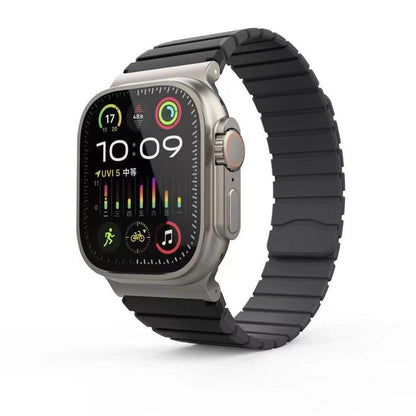 For Apple Watch 46mm / 49mm / 45mm / 44mm Kalebol Magnetic Silicone Strap(Black Grey) - Watch Bands by Kalebol | Online Shopping UK | buy2fix