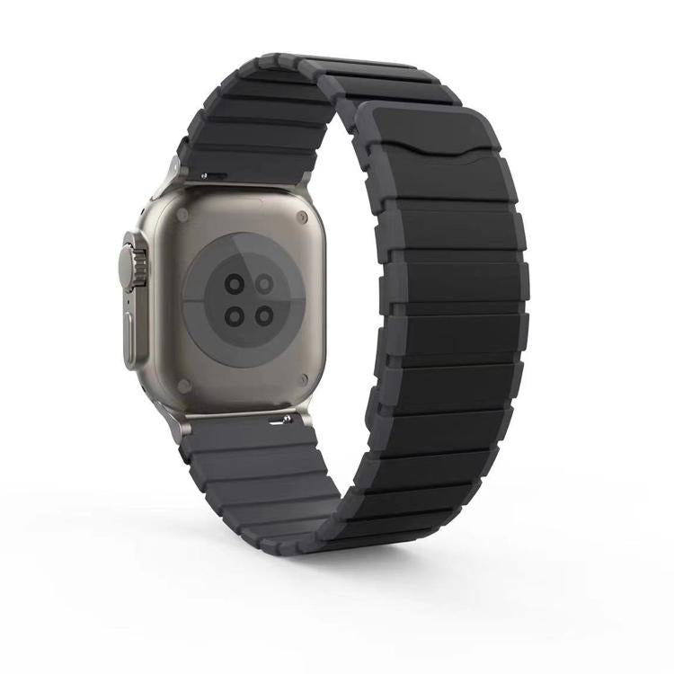 For Apple Watch 46mm / 49mm / 45mm / 44mm Kalebol Magnetic Silicone Strap(Black Grey) - Watch Bands by Kalebol | Online Shopping UK | buy2fix