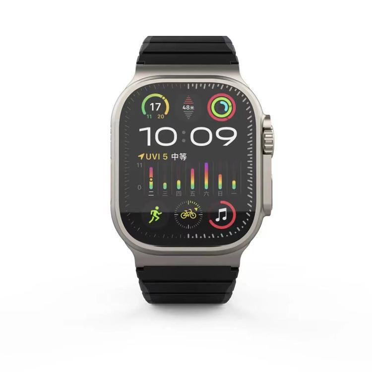 For Apple Watch 46mm / 49mm / 45mm / 44mm Kalebol Magnetic Silicone Strap(Black Grey) - Watch Bands by Kalebol | Online Shopping UK | buy2fix