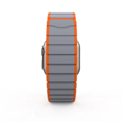 For Apple Watch 46mm / 49mm / 45mm / 44mm Kalebol Magnetic Silicone Strap(Grey Orange) - Watch Bands by Kalebol | Online Shopping UK | buy2fix