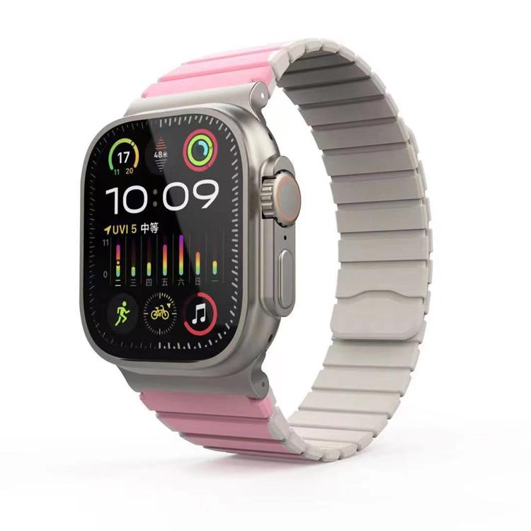 For Apple Watch 42mm / 41mm / 40mm / 38mm Kalebol Magnetic Silicone Strap(Pink) - Watch Bands by Kalebol | Online Shopping UK | buy2fix