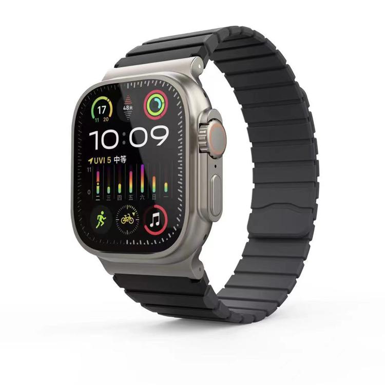 For Apple Watch 42mm / 41mm / 40mm / 38mm Kalebol Magnetic Silicone Strap(Black Grey) - Watch Bands by Kalebol | Online Shopping UK | buy2fix