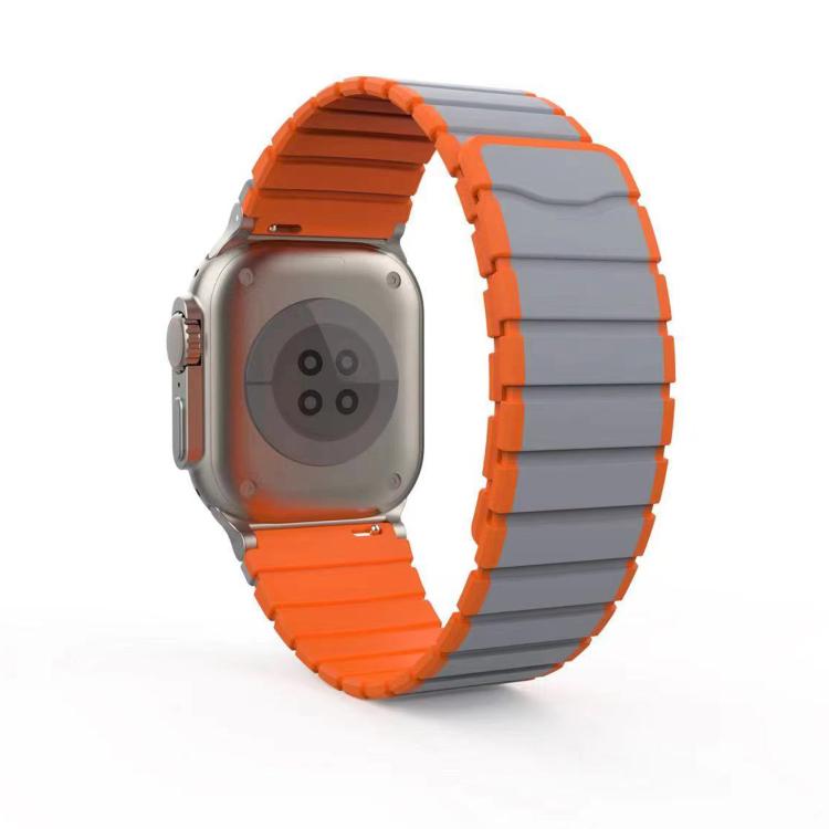 For Apple Watch 42mm / 41mm / 40mm / 38mm Kalebol Magnetic Silicone Strap(Grey Orange) - Watch Bands by Kalebol | Online Shopping UK | buy2fix