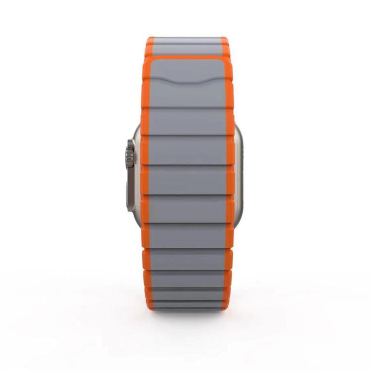 For Apple Watch 42mm / 41mm / 40mm / 38mm Kalebol Magnetic Silicone Strap(Grey Orange) - Watch Bands by Kalebol | Online Shopping UK | buy2fix