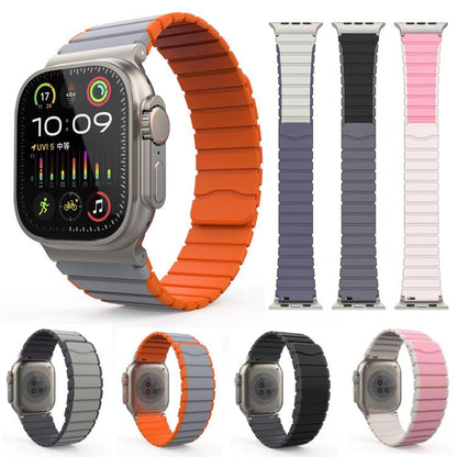 For Apple Watch 46mm / 49mm / 45mm / 44mm Kalebol Magnetic Silicone Strap(Black Grey) - Watch Bands by Kalebol | Online Shopping UK | buy2fix
