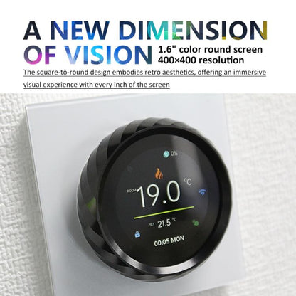 BHT-2007-P16-GBLW Electric Heating 1.6 inch TFT Color Screen WiFi Smart hreaded Knob Thermostat(White Black) - Thermostat & Thermometer by buy2fix | Online Shopping UK | buy2fix