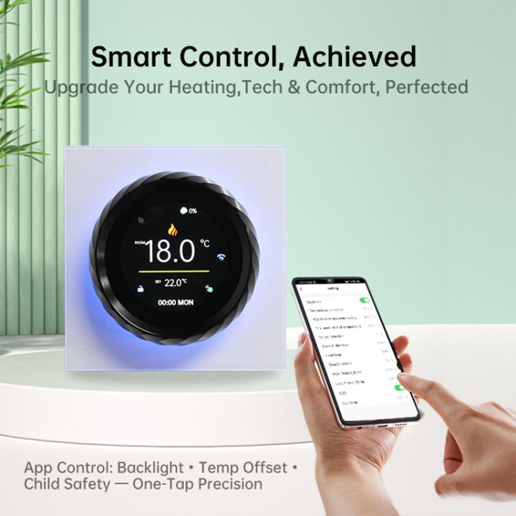 BHT-2007-P16-GALW Water Heating  1.6 inch TFT Color Screen WiFi Smart hreaded Knob Thermostat(White Black) - Thermostat & Thermometer by buy2fix | Online Shopping UK | buy2fix