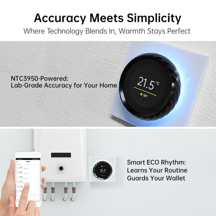 BHT-2007-P16-GALW Water Heating  1.6 inch TFT Color Screen WiFi Smart hreaded Knob Thermostat(White Black) - Thermostat & Thermometer by buy2fix | Online Shopping UK | buy2fix