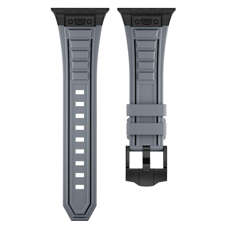 For Apple Watch 46mm / 49mm / 45mm / 44mm Kalebol High Stretch Silicone Armor Watch Band(Black Grey) - Watch Bands by Kalebol | Online Shopping UK | buy2fix